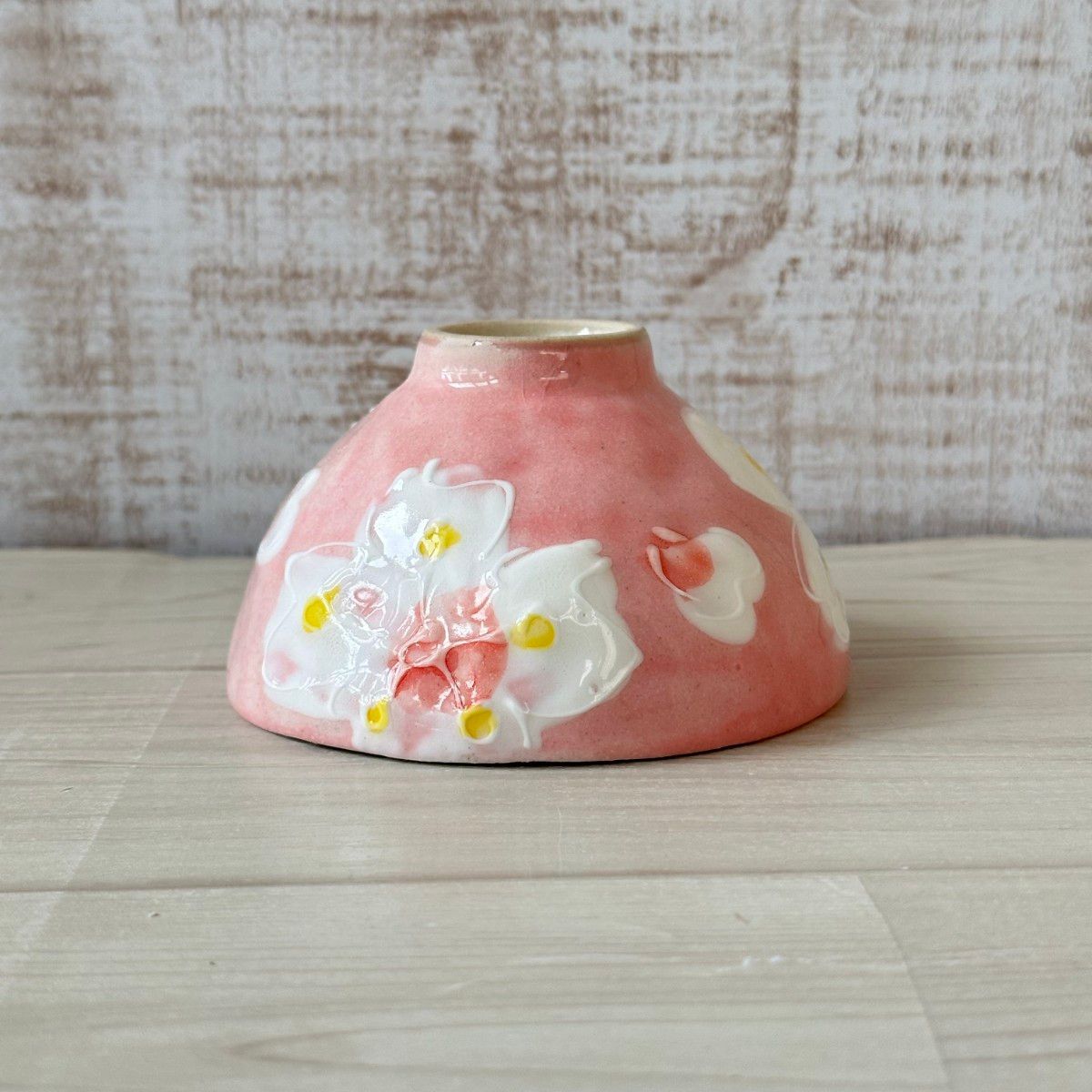 新品 日本製 瀬戸焼 手描き 桜 飯碗 茶碗 ボウル ピンク