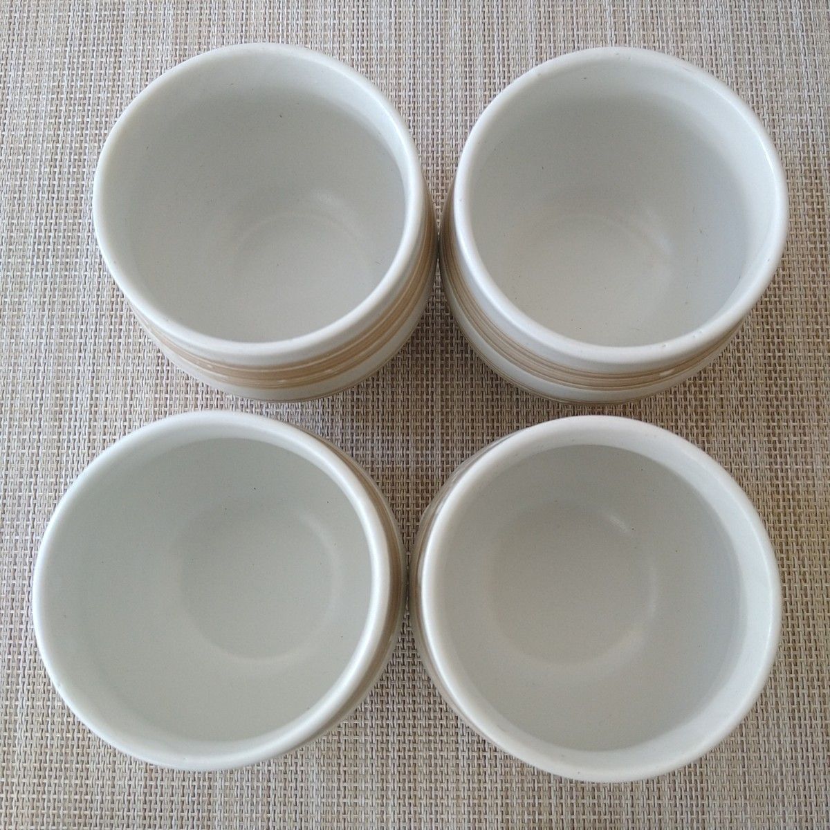 現品限り【4個】新品 日本製 美濃焼 刷毛目 蓋付き碗 茶碗蒸し フリーカップ 和モダン