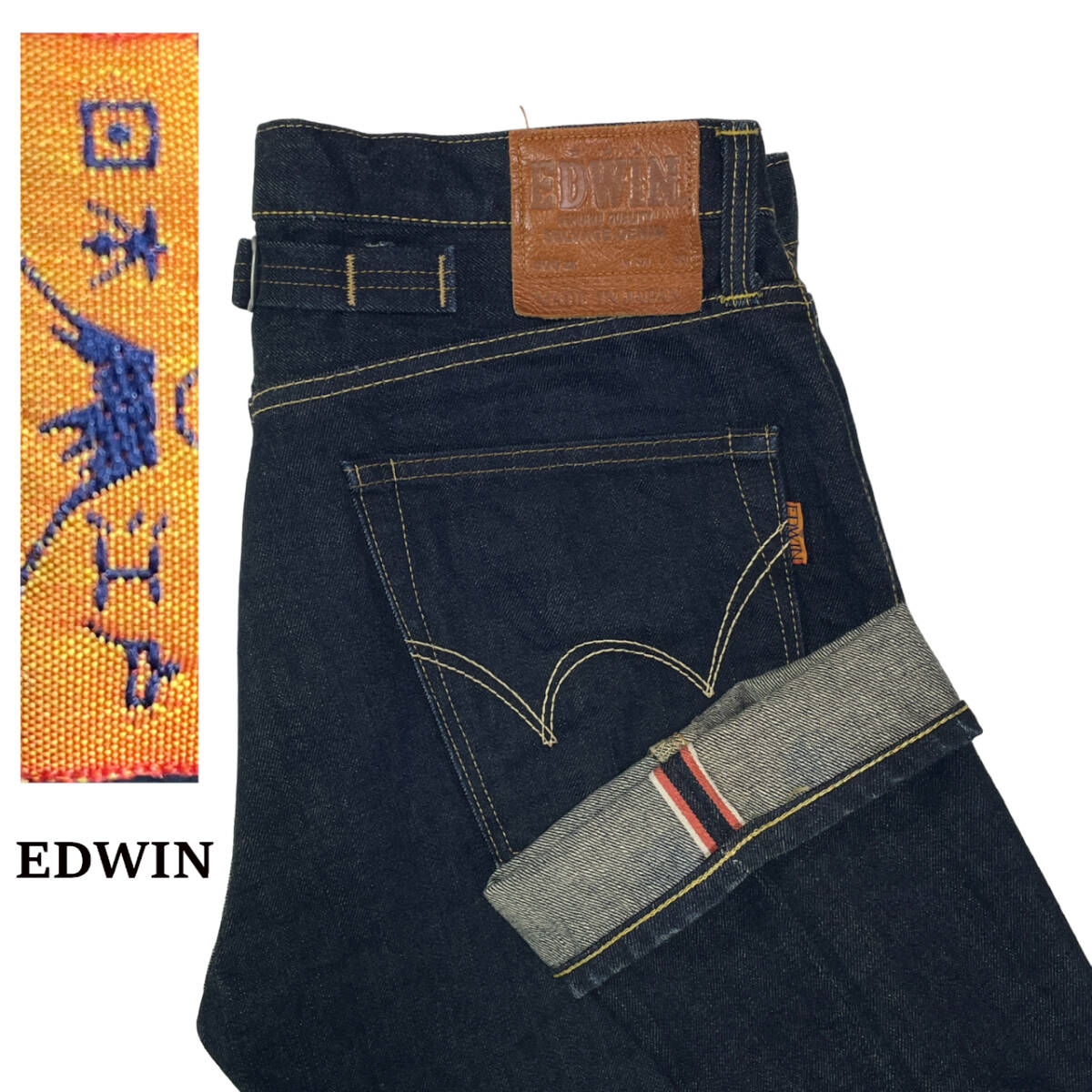 EDWIN Edwin 505ZX W31 ( примерно 88cm W34 соответствует ) прекрасный товар темно синий Япония Edo Fuji красный уголок сделано в Японии sinchi задний Denim брюки мужской джинсы 