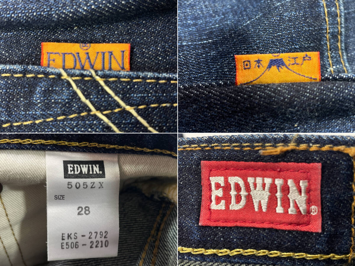 EDWIN Edwin 505ZX W28 ( примерно 80cm W31 соответствует ) Япония Edo Fuji красный уголок сделано в Японии sinchi задний Denim брюки мужской джинсы 