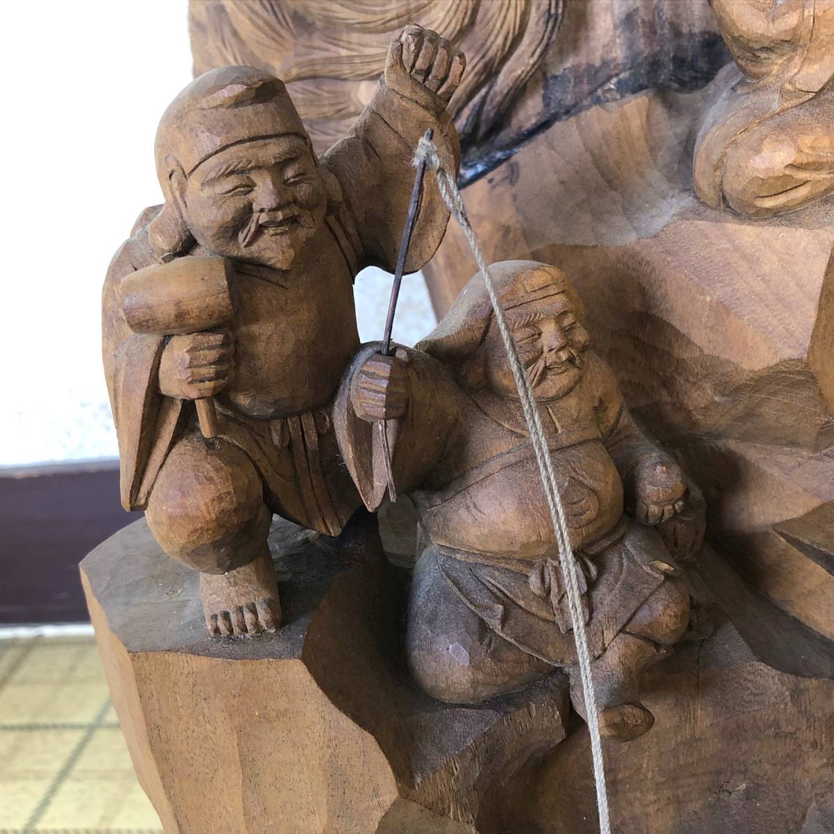 七福神　鳳凰　木彫り　置物　高さ約70cm　重量約14.6kg_画像6