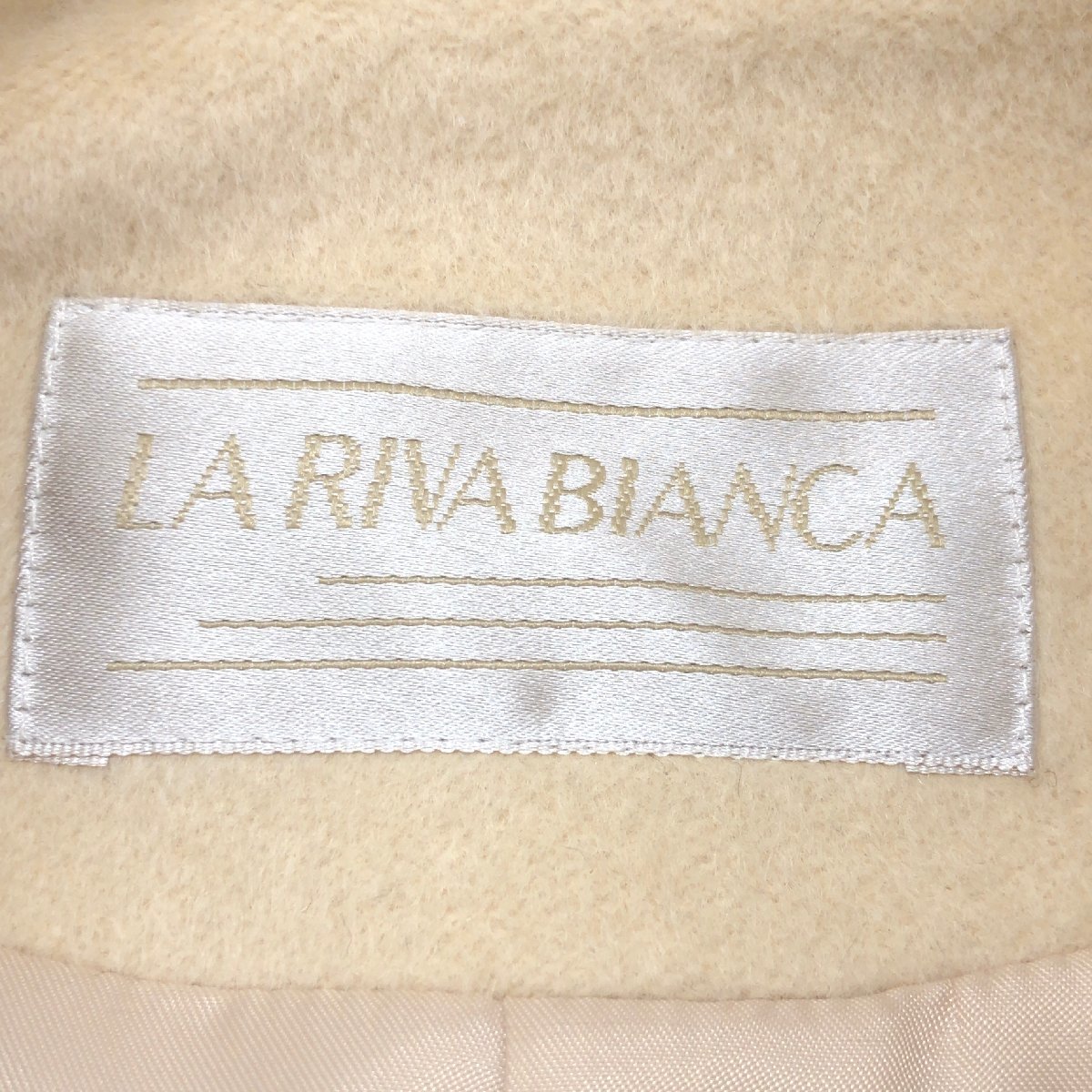 ◆LA RIVA BIANCA ラリバビアンカ 豪華ブルーフォックスファー アンゴラウール ロングコート L クリーム ウールコート 国内正規品 女性用_画像3