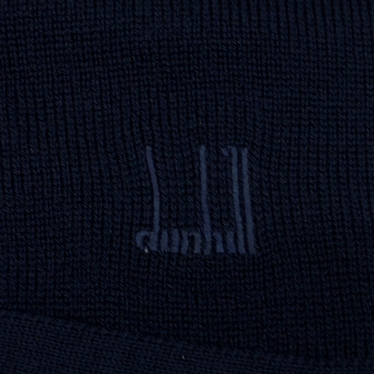 英国製 dunhill ダンヒル ロゴ刺繍 ウール ニット ベスト 2XL相当 濃紺 ネイビー ジレ セーター 3L 特大 大きいサイズ スコットランド製_画像4