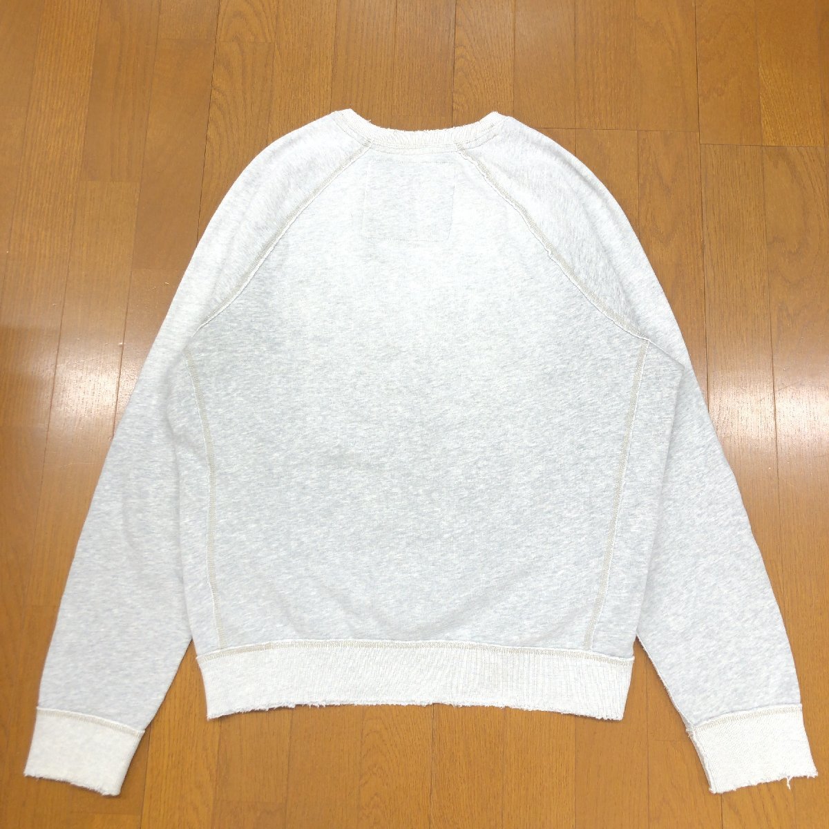 ●Abercrombie&Fitch アバクロンビー&フィッチ USED加工 裏起毛 スウェット トレーナー XXL ライトグレー 2XL 3L 特大 大きいサイズ メンズ_画像2