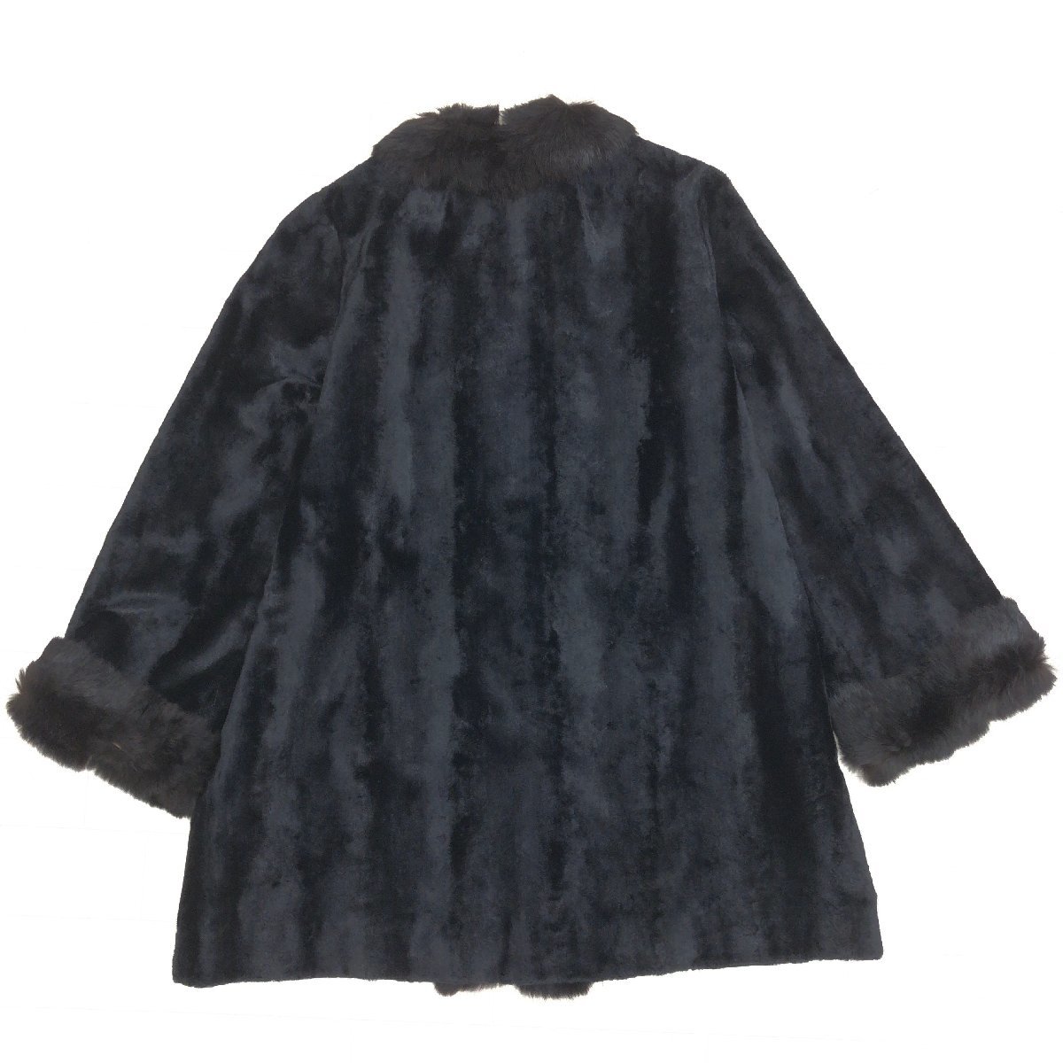 *Benaru WATAICHIbenaru gorgeous fox fur trim eko fur coat 11(L) black black fake fur fur made in Japan domestic regular goods woman 