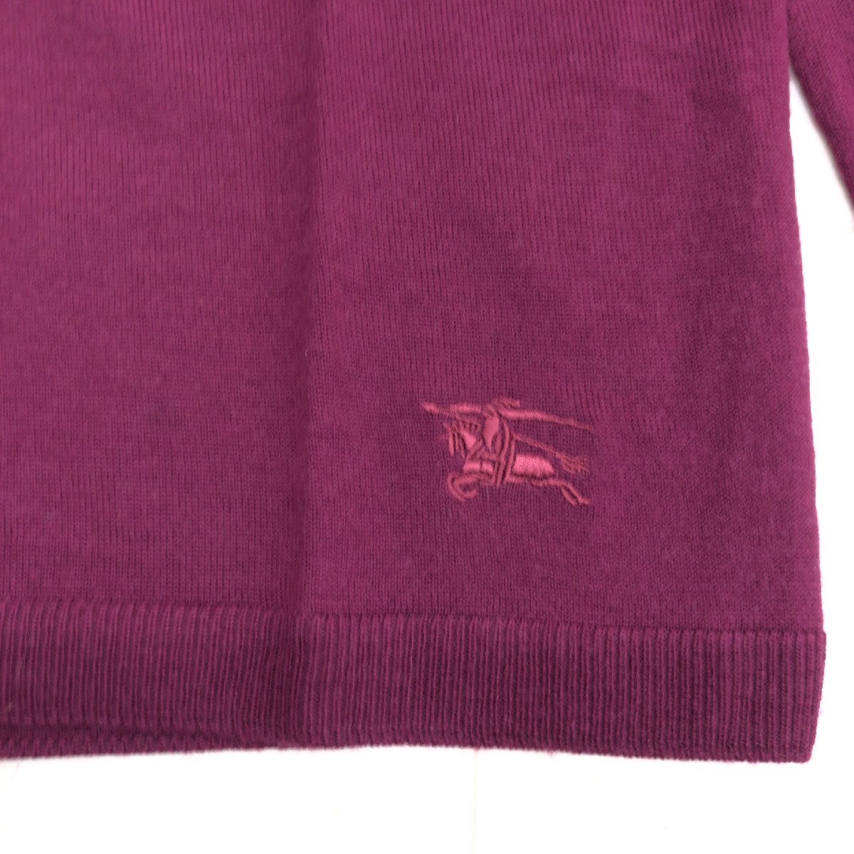 BURBERRY バーバリー ホース刺繍 ウール100% タートルネック ニット セーター 2(M相当) 紫 パープル 長袖 国内正規品 レディース 女性用_画像4