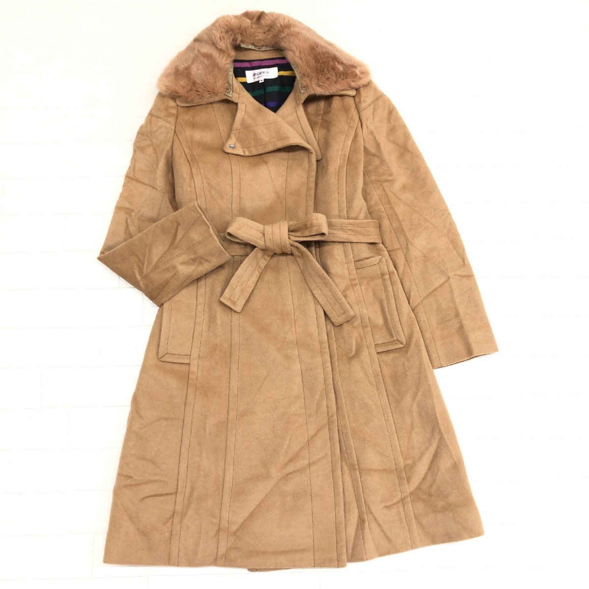 *SONIA RYKIEL Sonia Rykiel Rex мех A линия bell tedo пальто 40(L) Camel длинное пальто шерстяное пальто внутренний стандартный товар женский 
