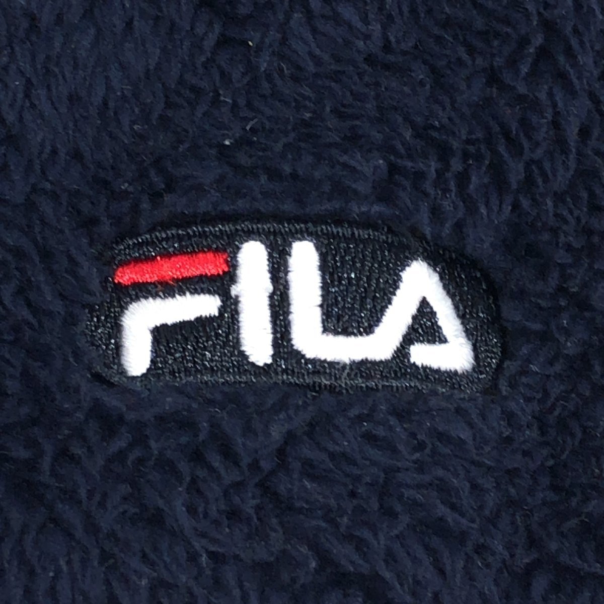 ◆FILA フィラ ロゴワッペン フーデット ボアフリース ジャケット M 濃紺 ネイビー パーカー フーディ ブルゾン 国内正規品 レディース_画像4