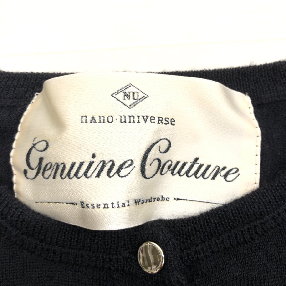 NANO UNIVERSE Genuine Couture ナノユニバース ウール100% ニット カーディガン 40(L) 黒 ブラック 長袖 羽織り 国内正規品 レディース_画像3