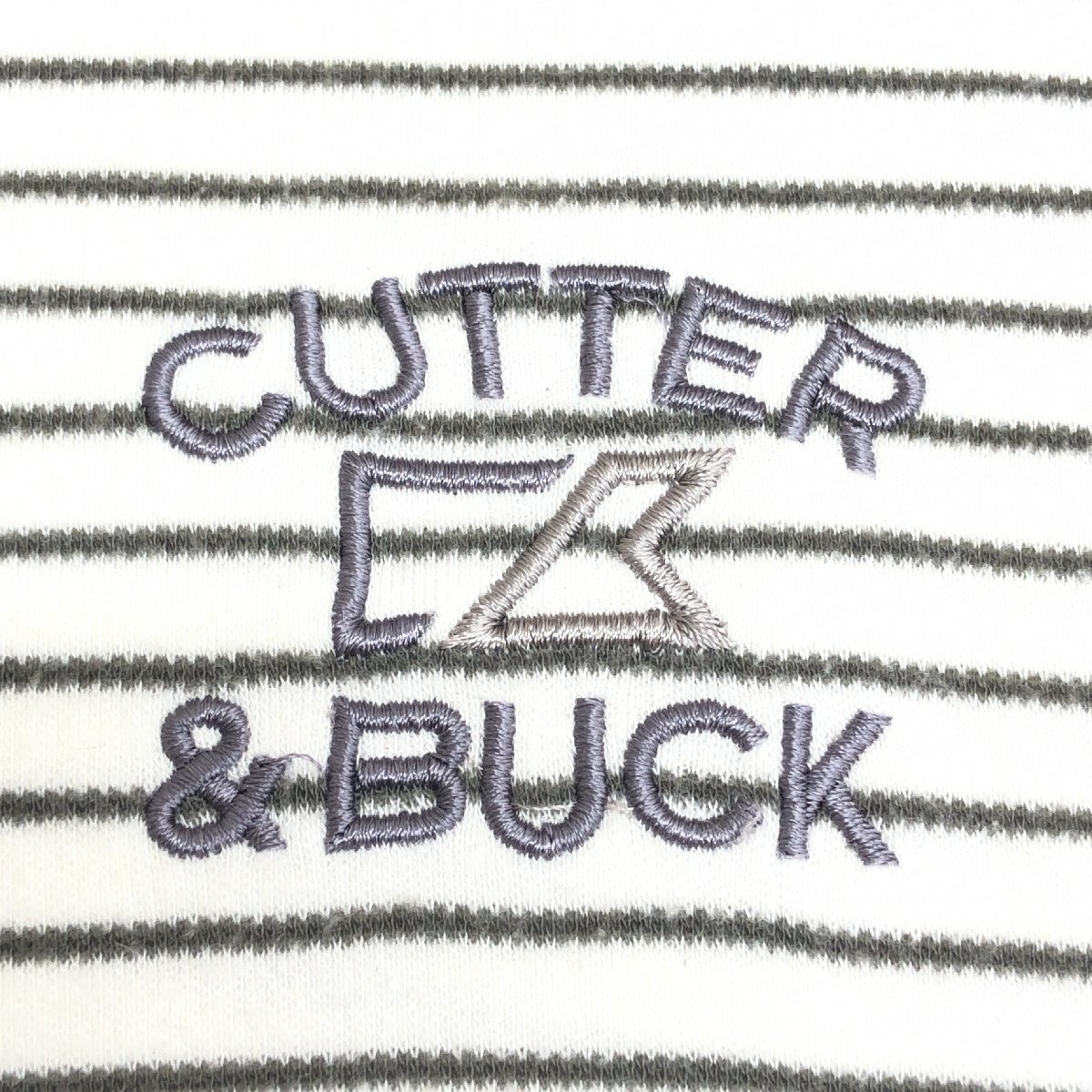 CUTTER&BUCK カッター&バック ロゴ刺繍 ハイネック ニット ゴルフセーター LL 白 ホワイト×グレー系 XL 2L 特大 大きいサイズ デサント_画像4