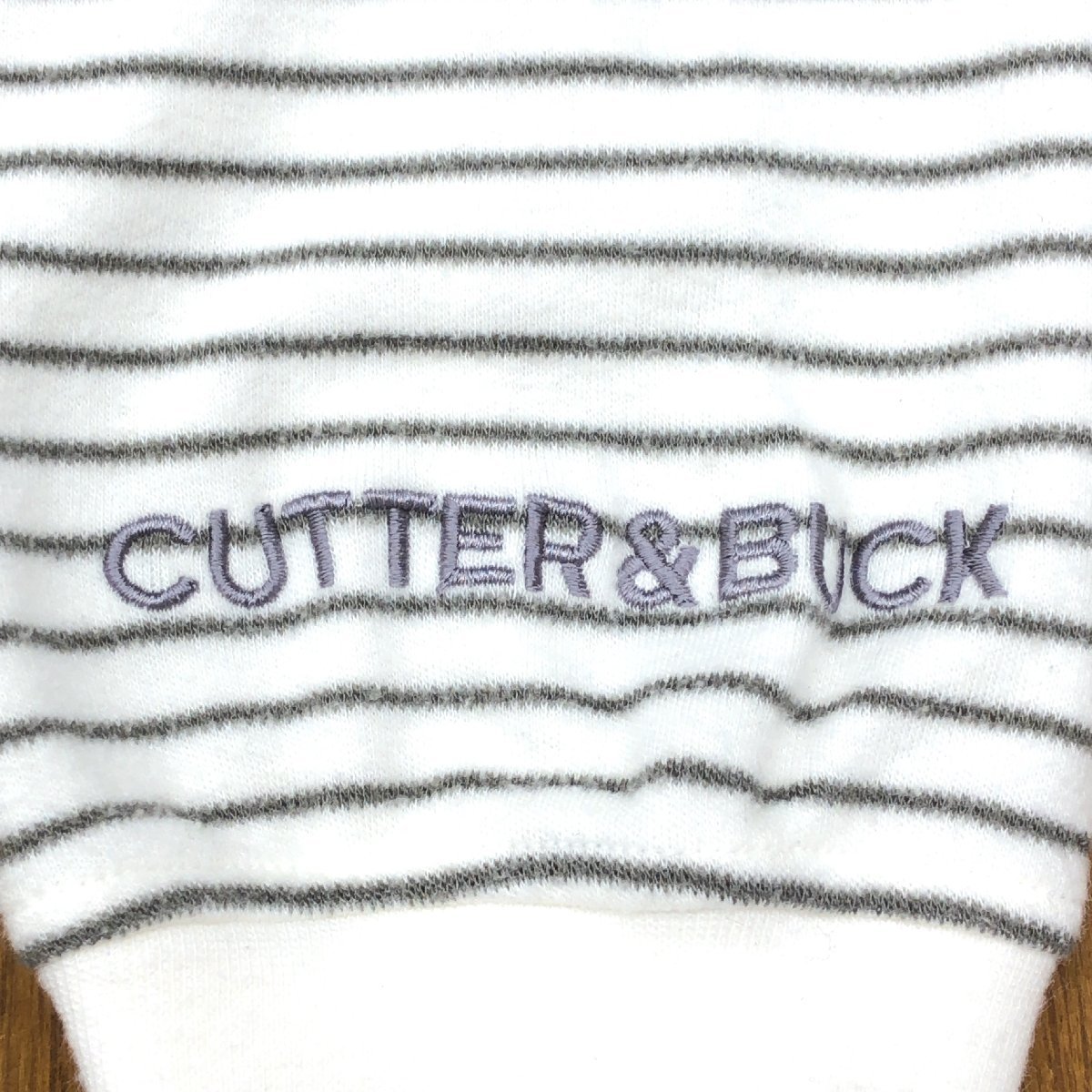 CUTTER&BUCK カッター&バック ロゴ刺繍 ハイネック ニット ゴルフセーター LL 白 ホワイト×グレー系 XL 2L 特大 大きいサイズ デサント_画像5