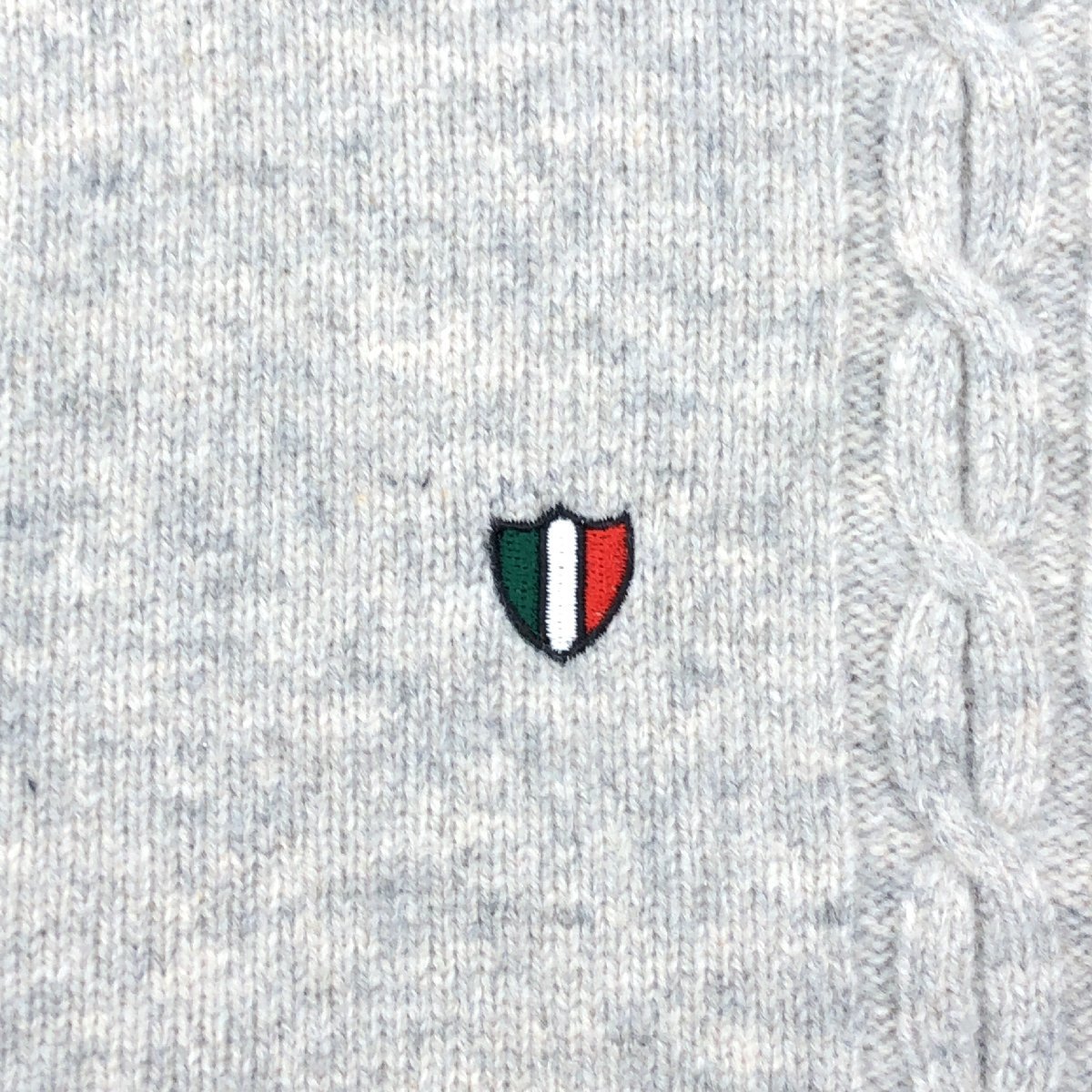 ●FIDATO uomo フィダート ロゴ刺繍 ウール ケーブルニット ジャケット LL ライトグレー XL 2L 特大 大きいサイズ セーター メンズ 紳士_画像4