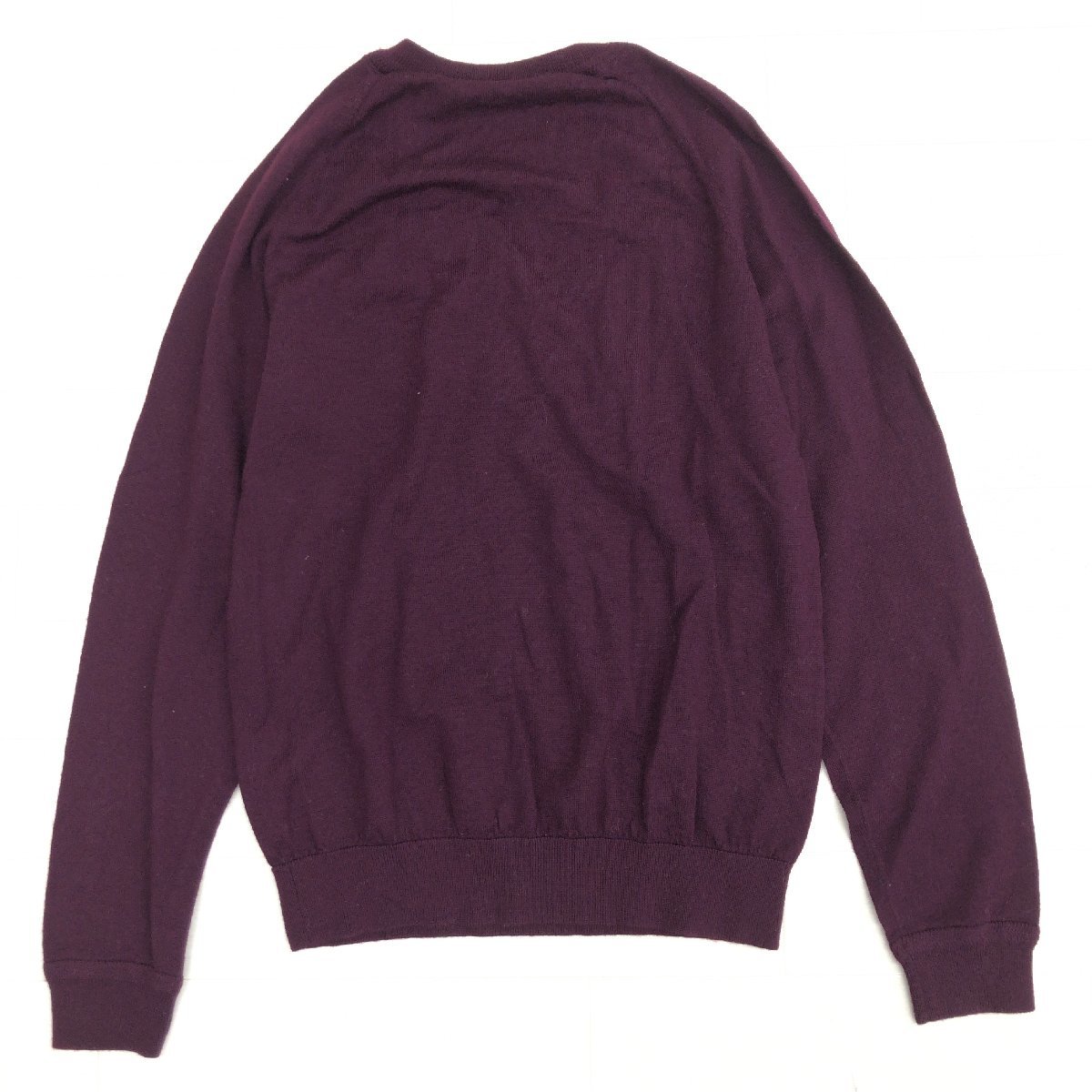 LACOSTE ラコステ ロゴ刺繍 Ｖネック ウール ニット セーター 36(S) 紫 パープル 長袖 レディース 女性用_画像2