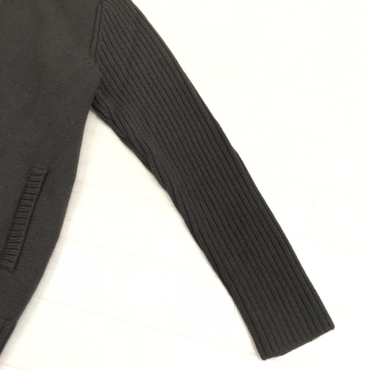 ●CORSINI コルシーニ ウール100% ジップアップ ニット パーカー 46(M) カーキ オリーブ フーディ ジャケット 羽織り セーター メンズ_画像5