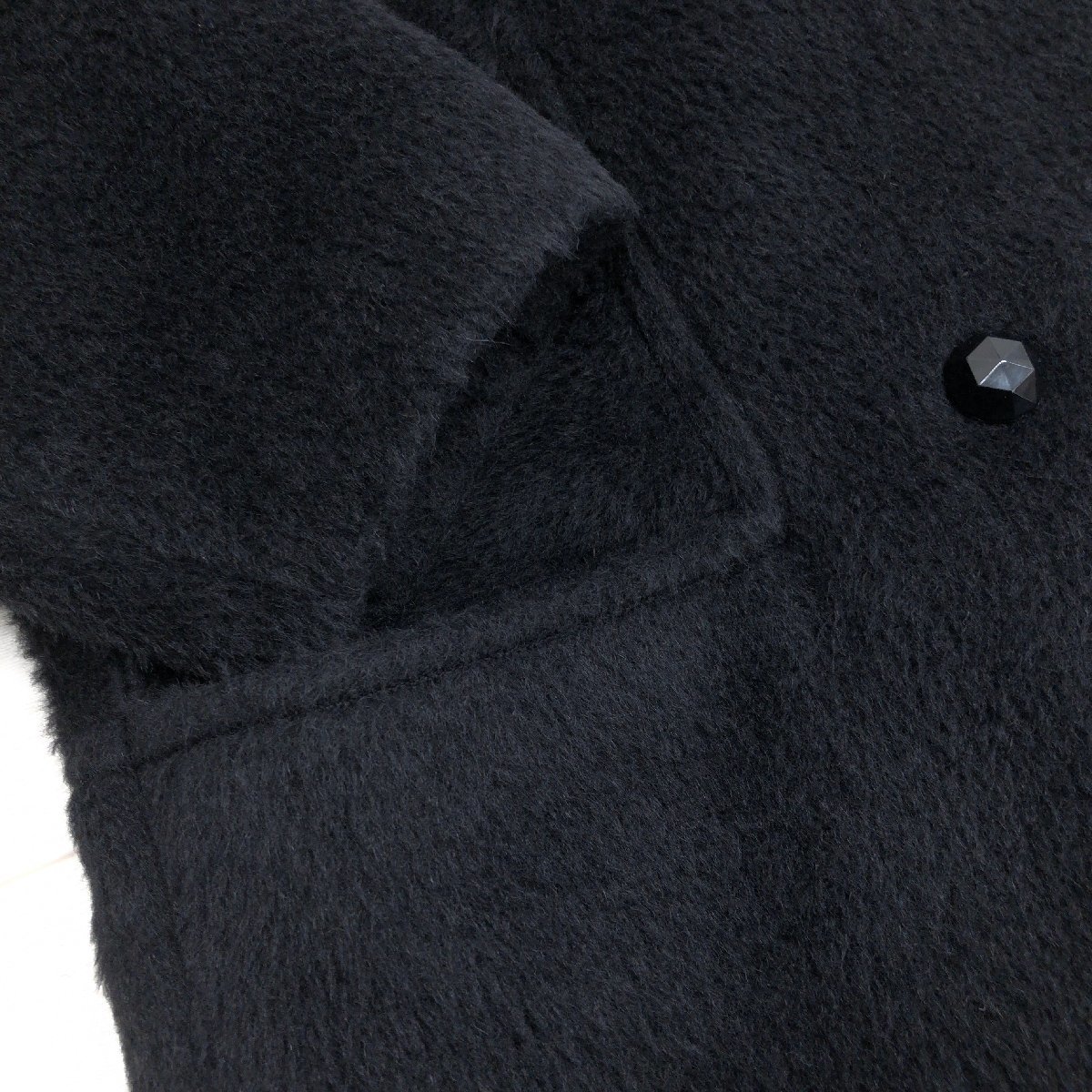 ◆DANA PARIS ダナパリ ウール100% ダブル シャギーコート 9(M) 黒 ブラック パフスリーブ ウールコート 日本製 国内正規品 レディース_画像7