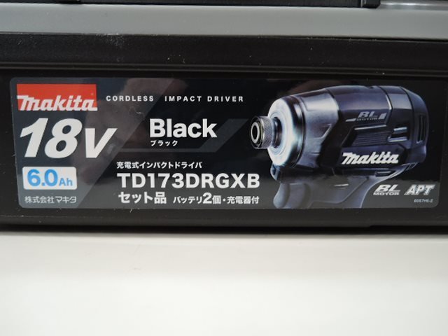 makita マキタ 楽らく4モード 全周リング発光LEDライト搭載 6.0Ah 18V 充電式インパクトドライバ TD173DRGXB ブラック/未使用品 4884_ケース記載情報