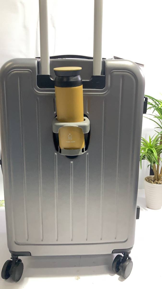 スーツケース USBポート付き キャリーケース Mサイズ キャリーバッグ フロントオープン 軽量設計 大容量 多収納ポケット sc172-24-gy_画像4