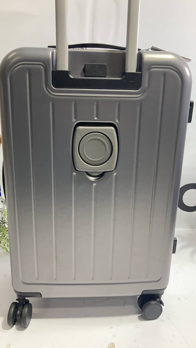 スーツケース USBポート付き キャリーケース Mサイズ キャリーバッグ フロントオープン 軽量設計 大容量 多収納ポケット sc172-24-gy_画像2