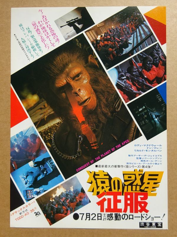 映画チラシ【 猿の惑星 征服 】1972年　ロディ・マクドウォール，ドン・マレー　01611_画像1