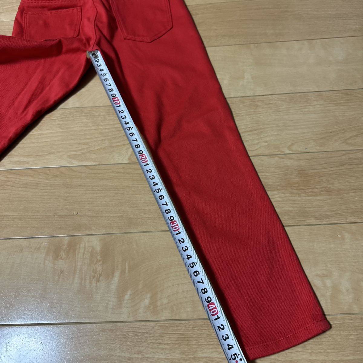 1 times have on Uniqlo UNIQLO stretch pants color pants S110-125 man woman trousers stretch red Christmas 
