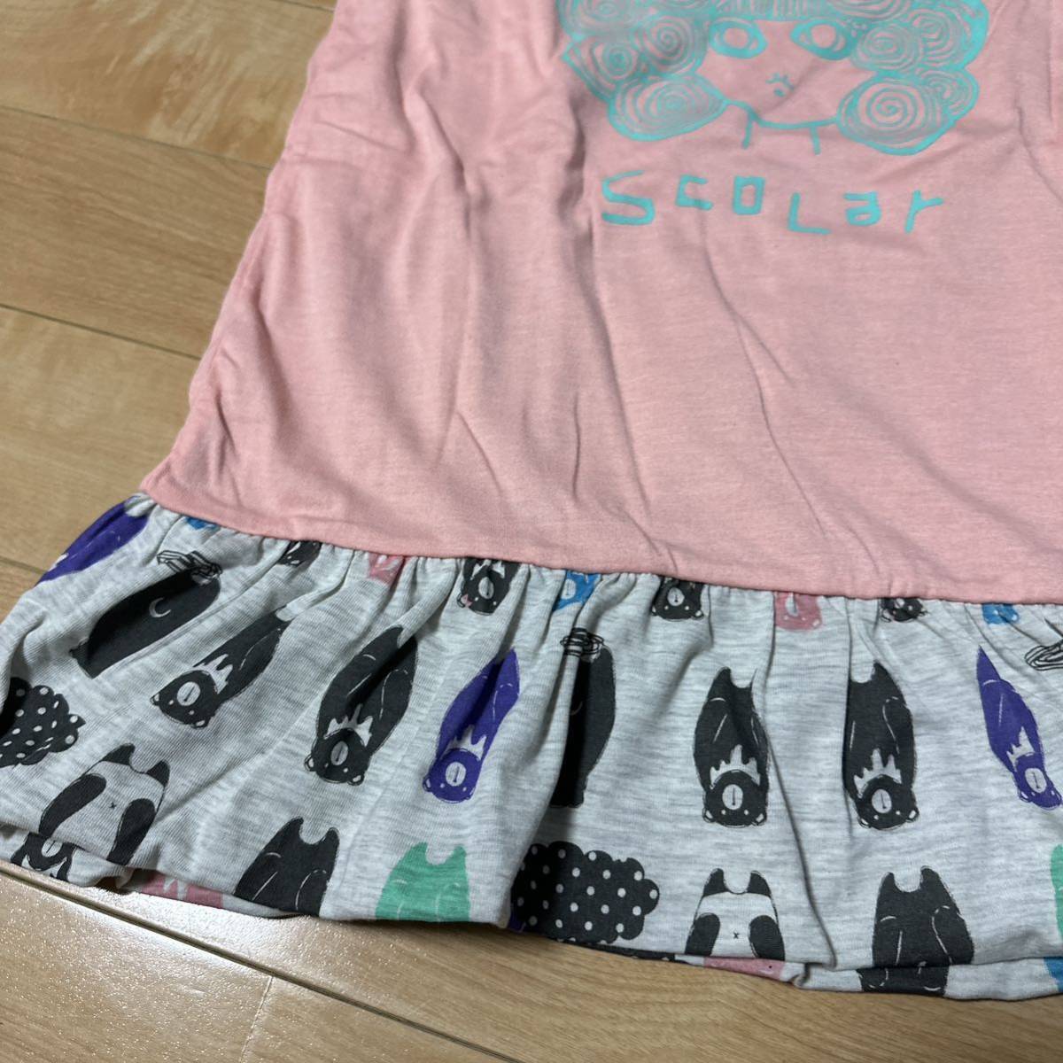 新品scolarスカラー個性派ノースリーブリバーシブルワンピース140ピンク　2way 女の子　キッズ　子供服