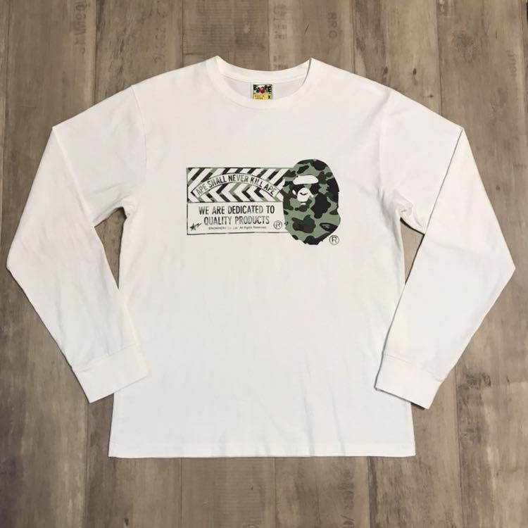 bape head logo ロンT Mサイズ 1st camo green ASNKA a bathing ape エイプ ベイプ アベイシングエイプ 長袖 Tシャツ 迷彩 カモフラ_画像1