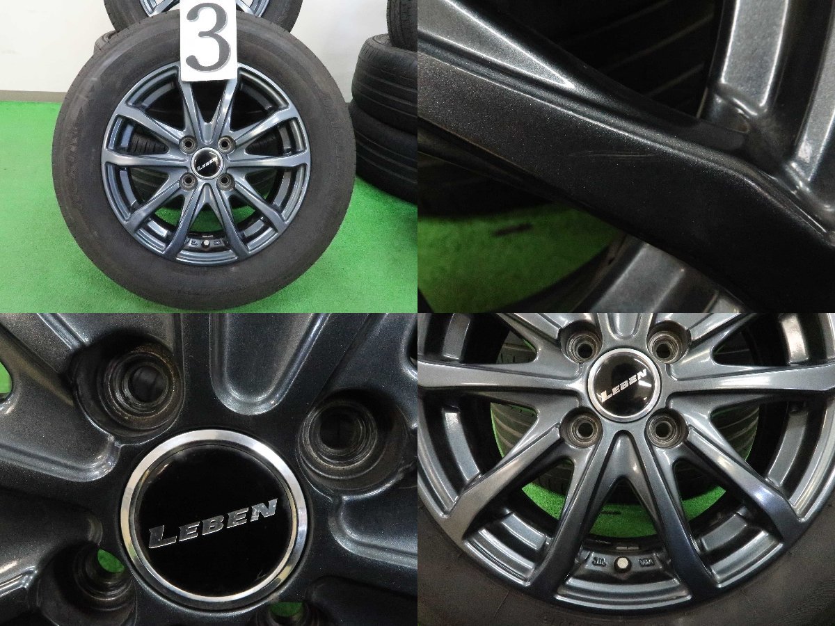 4本 LEBEN 14インチ ホイール 5.5J +43 4H 100 ラジアル ブリヂストン ネクストリー 2021年 175/70R14 アクア ヤリス ヴィッツ フィット_画像4