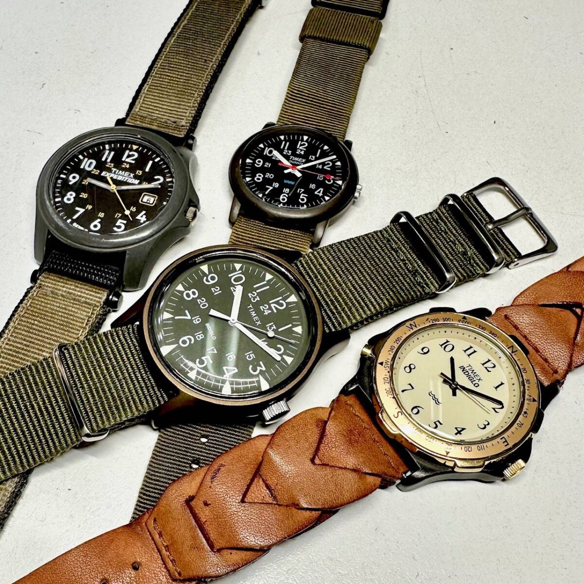 【TIMEX 腕時計まとめて4本】タイメックス INDIGLO WR30/EXPEDITION WR50M/395LA CELL/376MA CELL_画像1