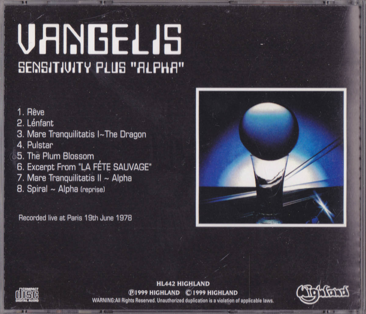 VANGELIS - SENSITIVITY PLUS "ALPHA" /中古CD！68274_画像2