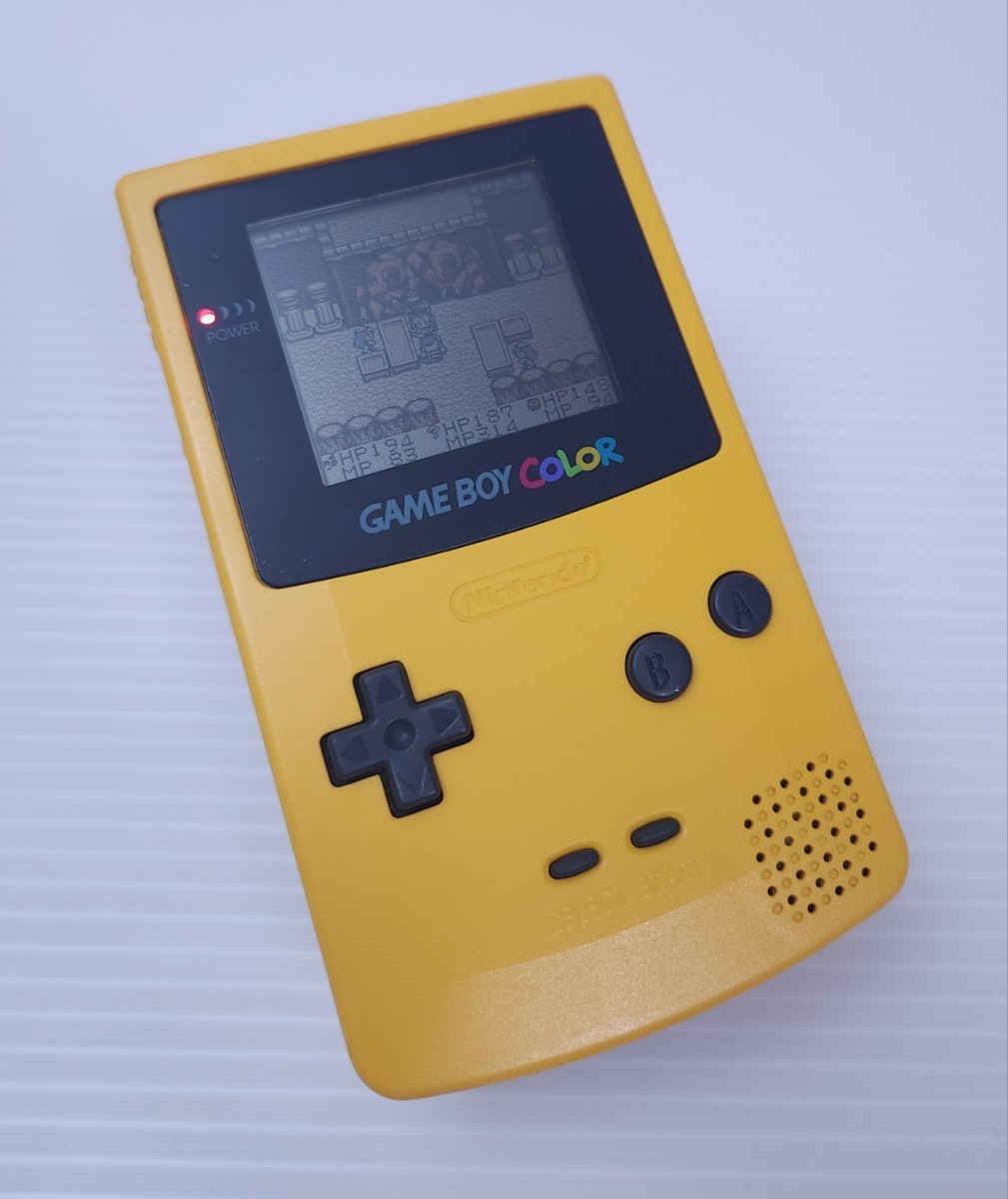 美品/動作品 レトロゲーム 任天堂 Nintendo Gameboy Color ゲームボーイカラー本体 CGB-001 イェロー GBC 希少品 (B-37)
