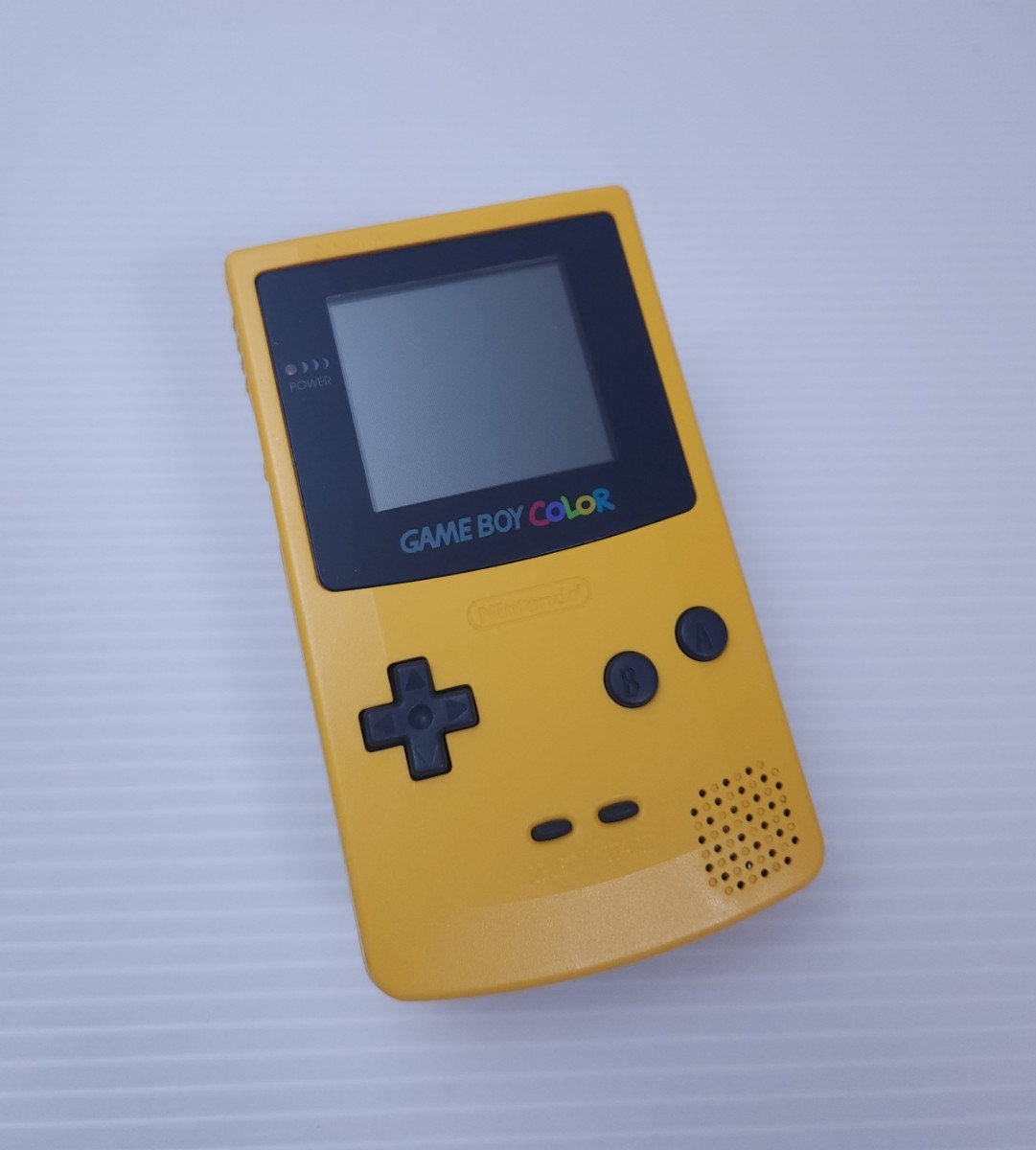 美品/動作品 レトロゲーム 任天堂 Nintendo Gameboy Color ゲームボーイカラー本体 CGB-001 イェロー GBC 希少品 (B-37)_画像4