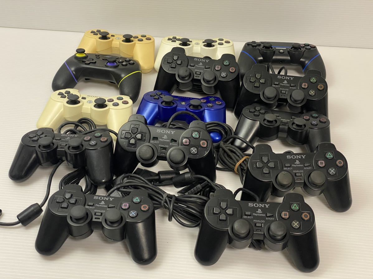 ソニーPS品 大量 まとめ ps2,3 デュアルショック2,3コントローラ14個 PlayStation2,3 コントローラDUALSHOCK2,3 動作未確認ジャンク(263)_画像1