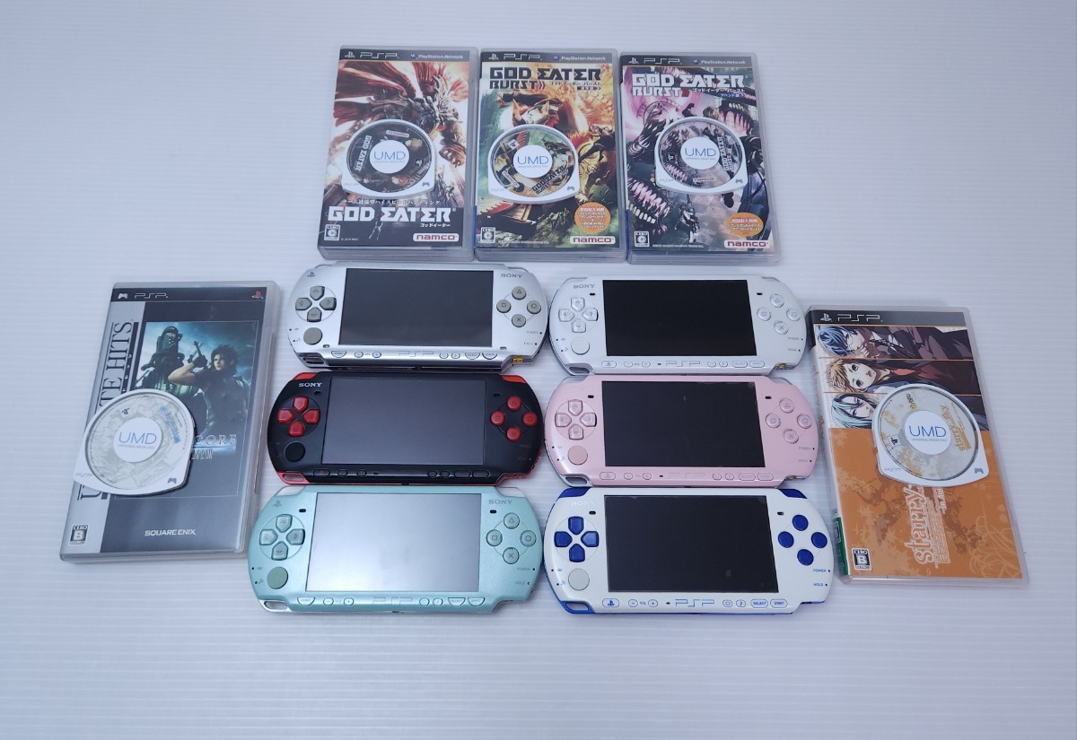 PSP本体 プレイステーション ポータブル まとめてPSP-3000 /2000/1000 6台PSP PlayStation Portable通電確認 詳細チェックなし 希少品(264)の画像1