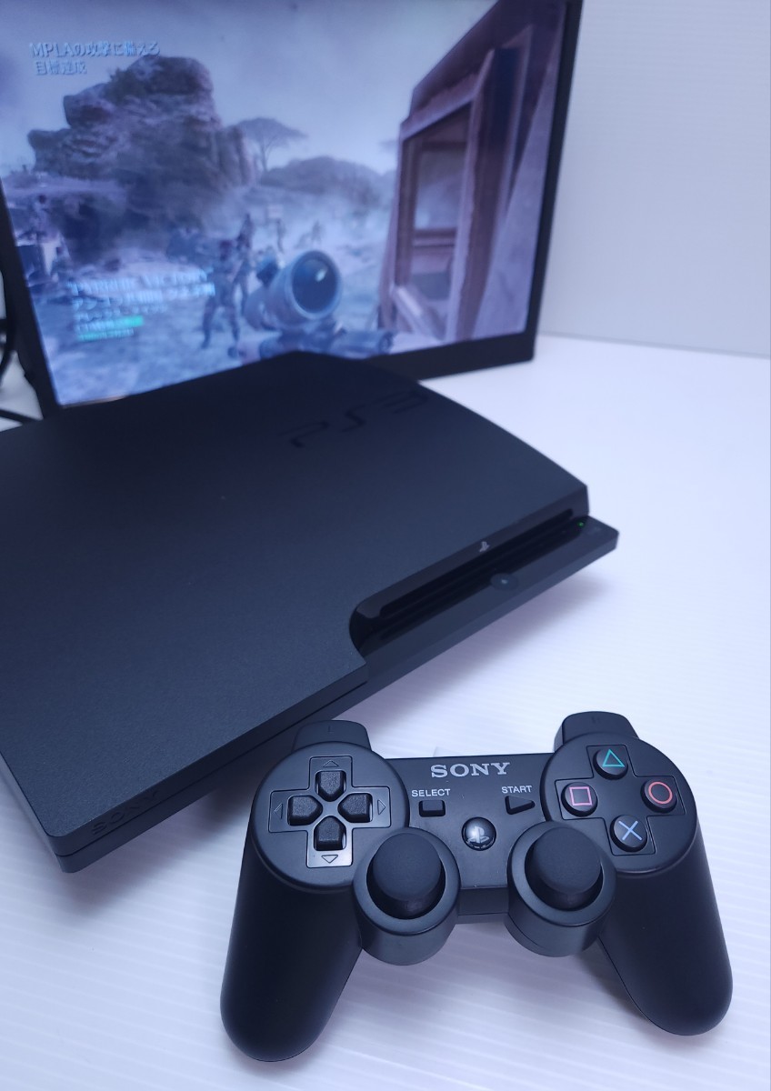 美品/動作品SONY ソニー PlayStation3 PS3本体 CECH-3000B 320GB ブラック プレステ3 ゲーム機 FW4.82 セット(B-9)_画像2