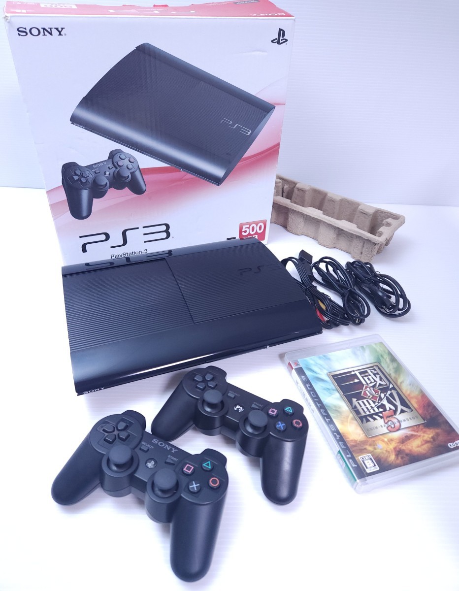 美品 動作品 PS3 本体セット プレステ3プレイステーション3 300GB F.W 4.90CECH 4200セット箱付き+ ゲーム / 2台コントローラ 希少品(B-17)_画像1