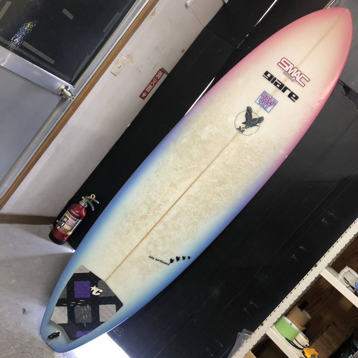 【引取限定】 JUL July surfboard サーフボード 約220cm BlackmStix 2.0 V2 FAM1 サーフィン ミドル 現状品 ジャンク品_画像1