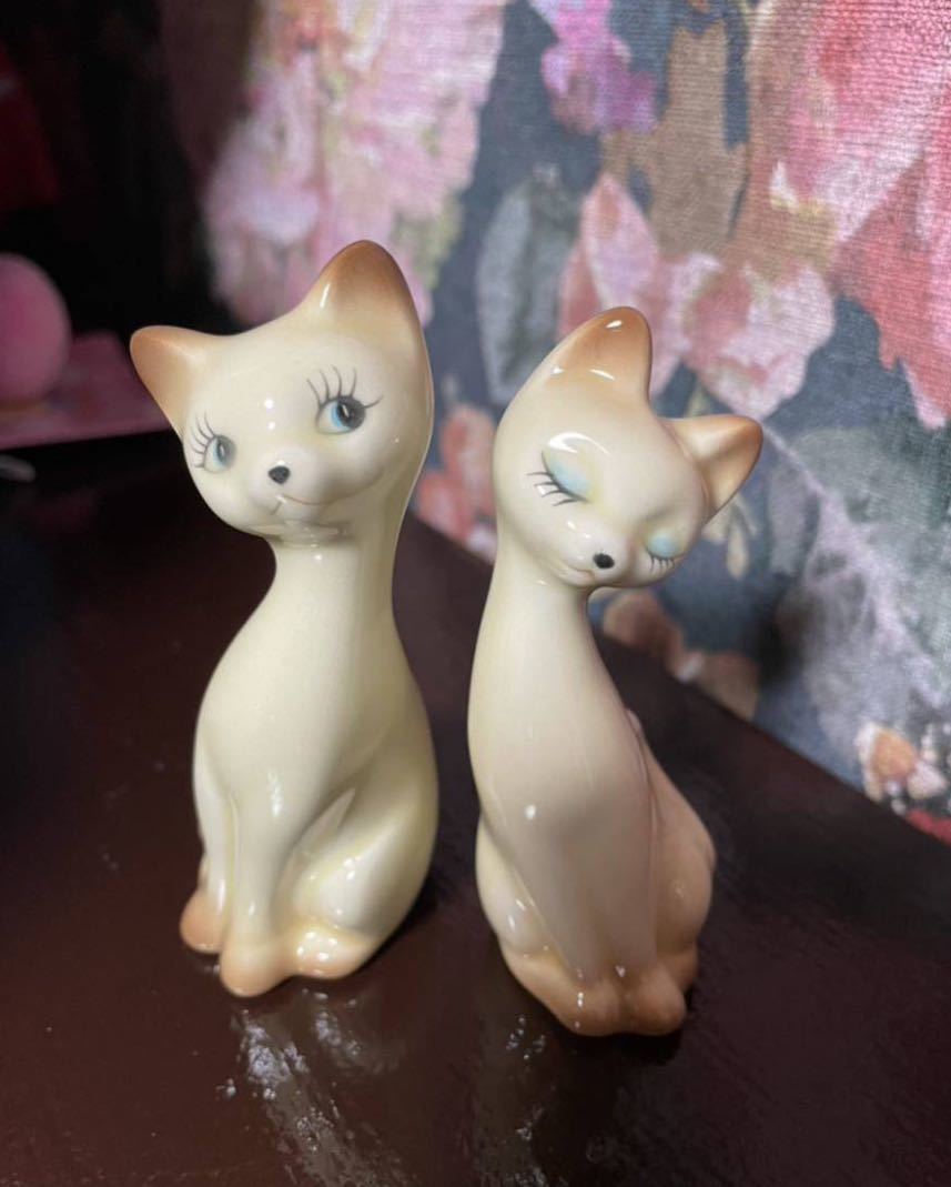 置物 昭和レトロ 猫 ネコ ペア アンティーク インテリア 陶器 置物 昭和レトロ 猫 ネコ ペア アンティーク インテリア 陶器