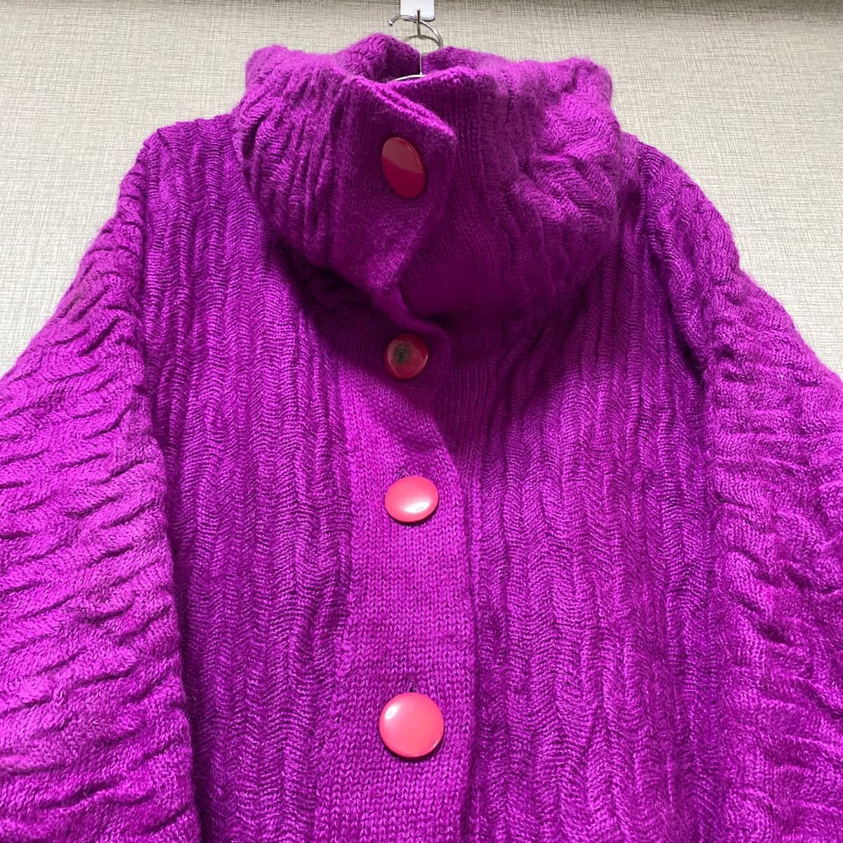 スペシャル 90s モヘア mohair ビンテージ ヴィンテージ ウール ニット セーター カーディガン ジャケット 肉厚 デザイン USA 古着 3D_画像4