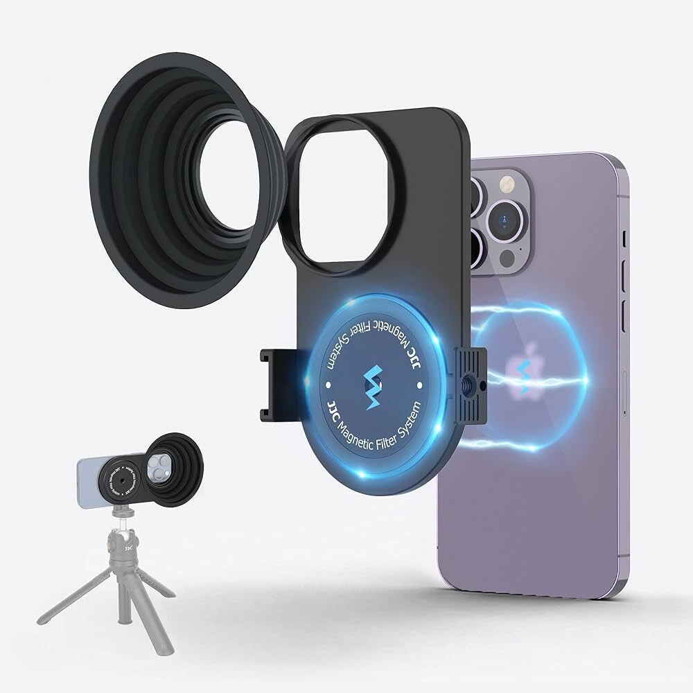 JJC 磁気 Magsafe レンズフィルター アダプター + レンズフード アクセサリーキット MagSafe iPhone 14 Pro Maxスマホ用 49mm レンズフィル