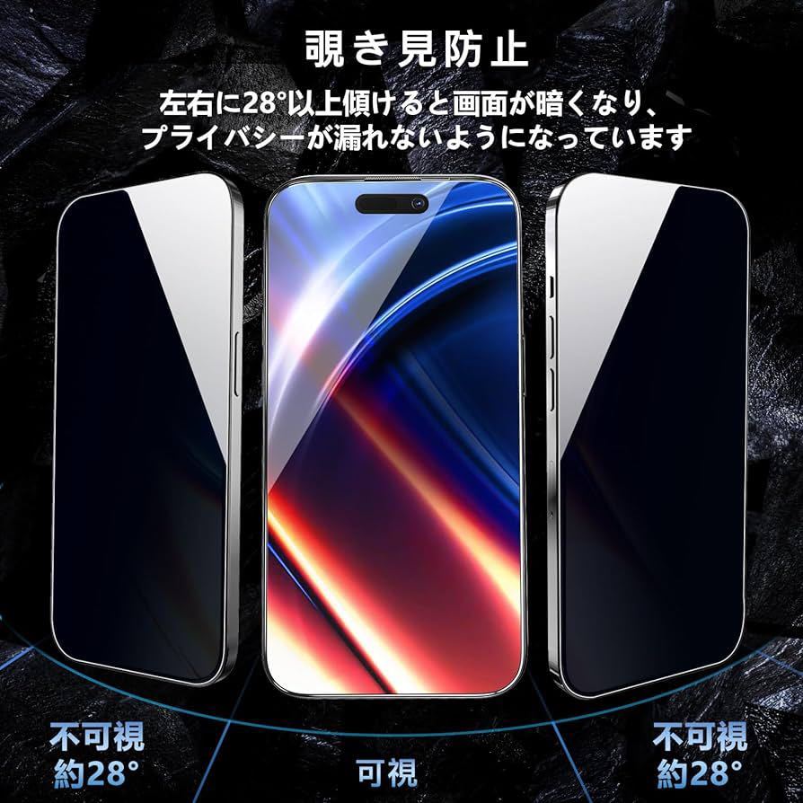 【1枚が3枚に匹敵・防塵一体式設計】 OAproda 覗き見防止 ガラスフィルム iPhone 15 Pro Max 用 全面保護 硬度が9Hを超え 強化黒縁_画像2