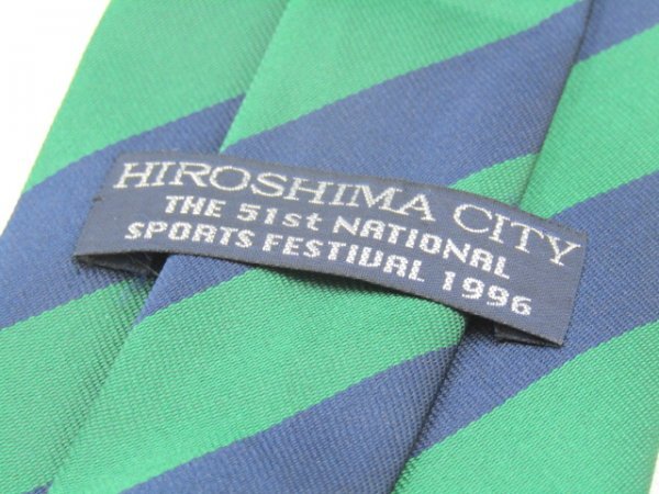 【ご当地】 OB 949 広島市 HIROSHIMA CITY 紺 緑色 レジメンタルストライプ ジャガード_画像3