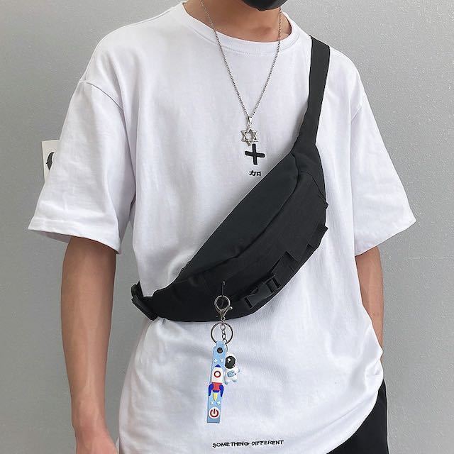  Mini ma list shoulder bag casual men's lady's messenger bag chest bag waist bag [ black ]