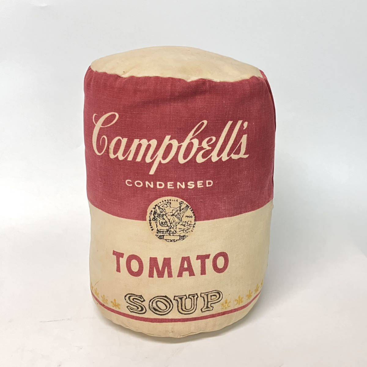 ヴィンテージ キャンベル スープ缶 ドラム型 クッション Campbell's Soup トマトスープ缶 vuz0236_画像1