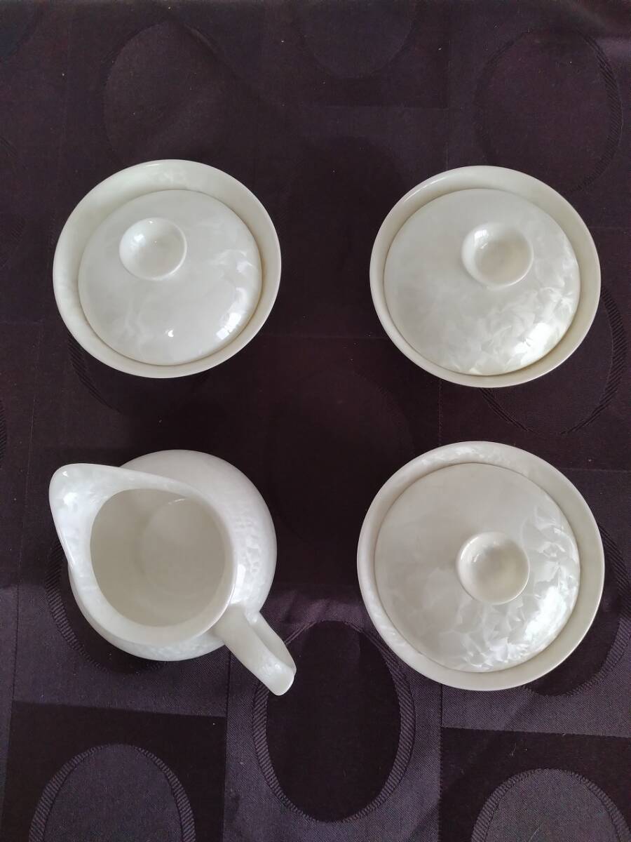 中国茶器 白色 蓋碗3 茶海1 の画像1