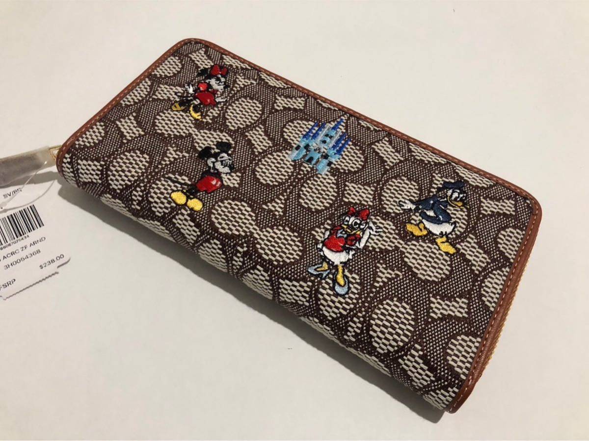 ［1円スタート］COACH コーチ　ファスナー ディズニーコラボ　長財布　新品未使用　ブラス/ココアバーニッシュドアンバーマルチ　C8578_画像2