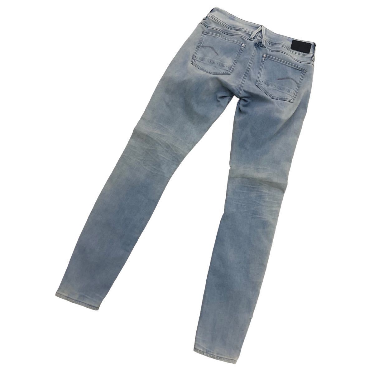 S180 G-STAR RAW ジースターロゥ デニム スキニーデニム パンツ Gパン ジーンズ LYNN MID SKINNY 綿 コットン レディース 30 ブルー 青_画像7