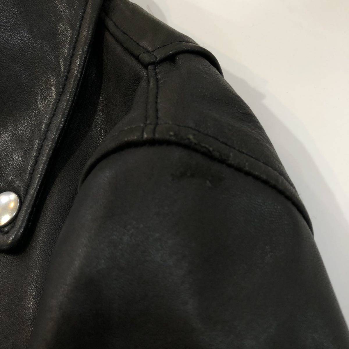 B360 Andemiu アンデミュウ ライダースジャケット レザージャケット 本革 レザー 皮革 羊革 アウター 上着 羽織り ブラック レディース Mの画像10