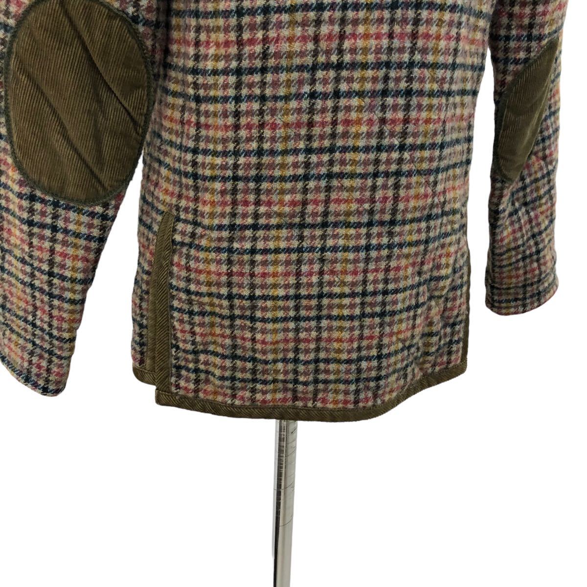 B361 イギリス製 LAVENHAM ラベンハム キルティングジャケット ジャケット アウター 上着 羽織り ウール 100% マルチカラー チェック柄 36_画像7