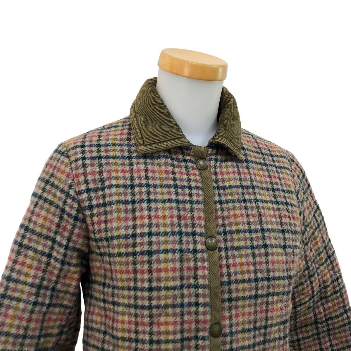 B361 イギリス製 LAVENHAM ラベンハム キルティングジャケット ジャケット アウター 上着 羽織り ウール 100% マルチカラー チェック柄 36_画像2