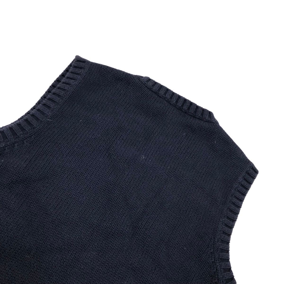 S184 large size RALPH LAUREN Ralph Lauren the best knitted the best tops no sleeve cotton knitted cotton 100% cotton LL navy navy blue 